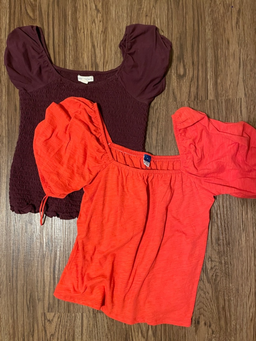 Aeropostale Puff Sleeve Square Neck dark plum and old navy NWT in orange